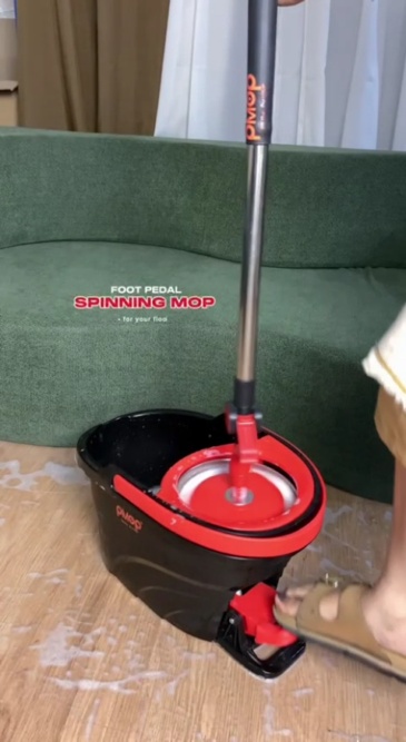 PMOP PREMIUM Foot Pedal Spin-Dry Tornado Mop with Triangle Mop Head for Floor Cleaning wet and dry