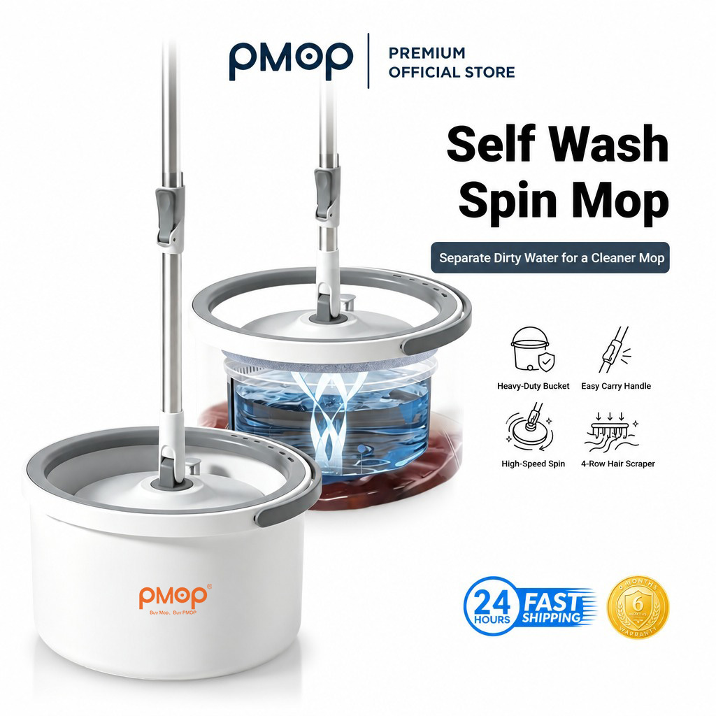 PMOP PREMIUM Self Wash Spin Mop with 360 Spinner Clean and Dirty Water Separation Mop for Floor