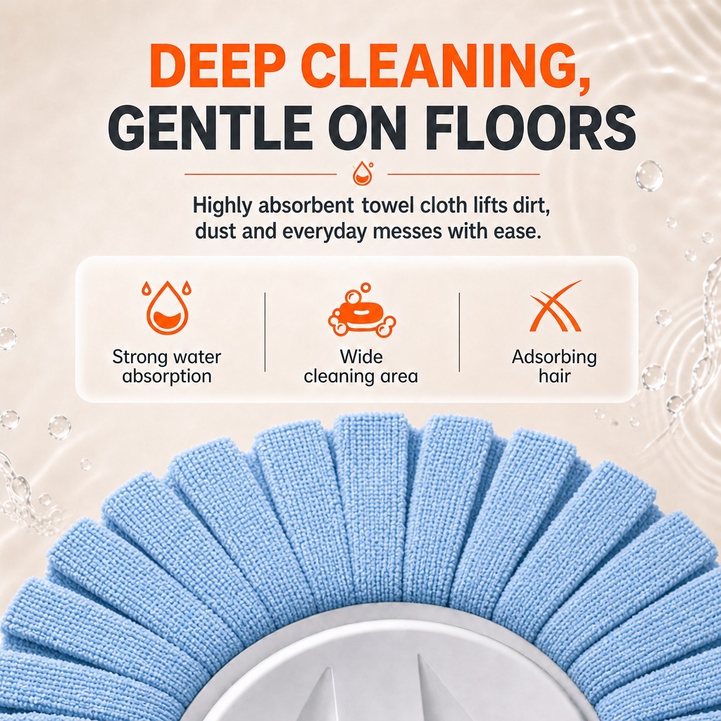 PMOP PREMIUM Spin Mop with Easy-Lift Basket Absorbent Cloth and Thick Pole Mop for Floor Cleaning