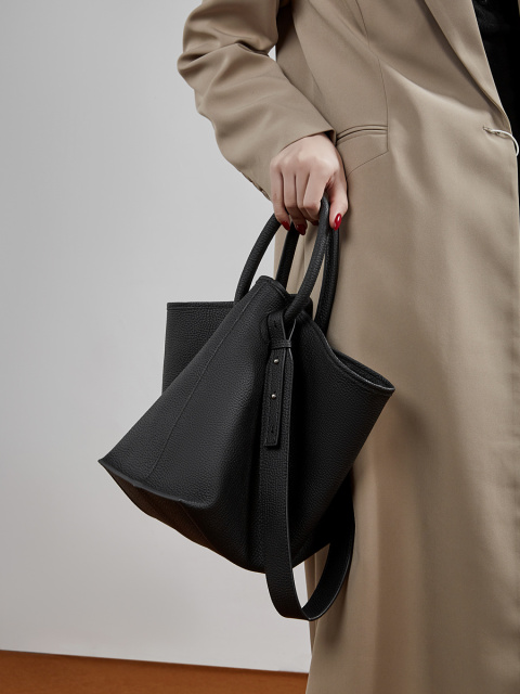 Bucket Bag with Basket Design, Premium Top-Layer Cowhide Material, 2026 New Style Large Capacity Casual Tote Bag, Crossbody Bag