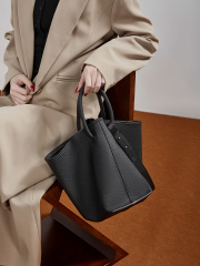 Bucket Bag with Basket Design, Premium Top-Layer Cowhide Material, 2026 New Style Large Capacity Casual Tote Bag, Crossbody Bag