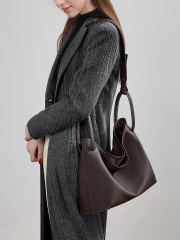 Bucket Bag with Basket Design, Premium Top-Layer Cowhide Material, 2026 New Style Large Capacity Casual Tote Bag, Crossbody Bag