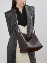 Bucket Bag with Basket Design, Premium Top-Layer Cowhide Material, 2026 New Style Large Capacity Casual Tote Bag, Crossbody Bag