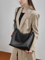 Bucket Bag with Basket Design, Premium Top-Layer Cowhide Material, 2026 New Style Large Capacity Casual Tote Bag, Crossbody Bag