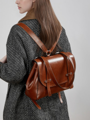 New leather women's bag versatile large capacity backpack women's single shoulder crossbody bag oil wax cowhide bag