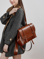 New leather women's bag versatile large capacity backpack women's single shoulder crossbody bag oil wax cowhide bag