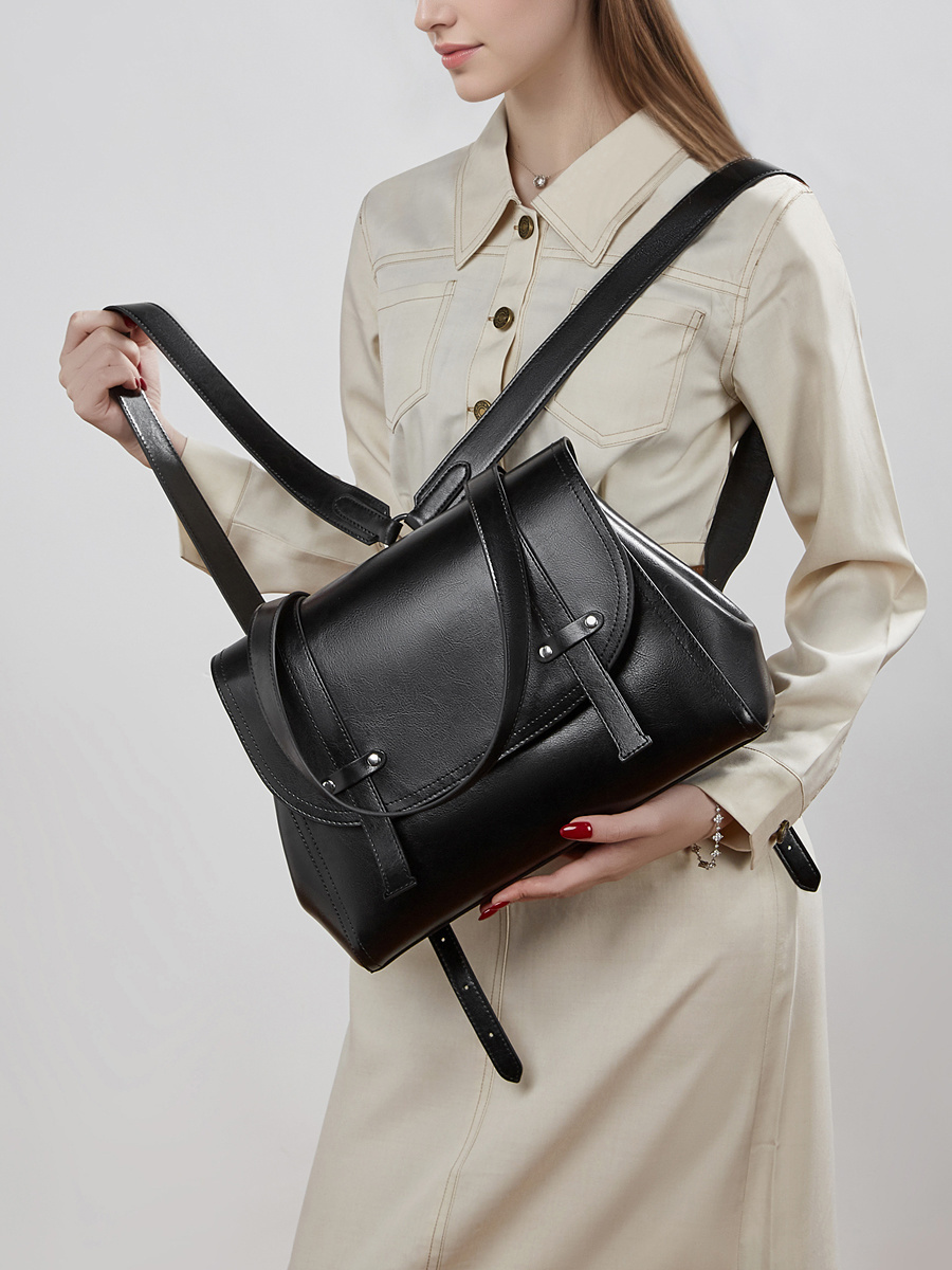 New leather women's bag versatile large capacity backpack women's single shoulder crossbody bag oil wax cowhide bag