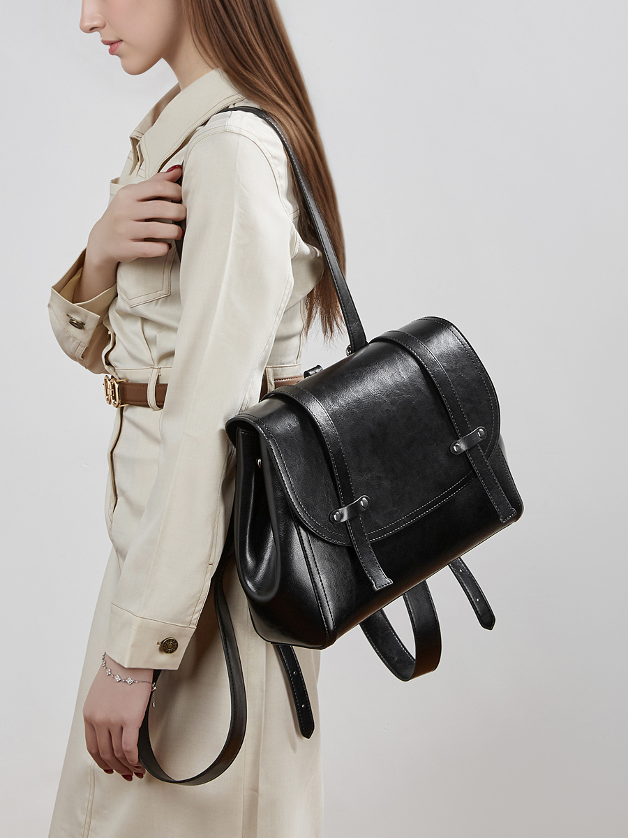 New leather women's bag versatile large capacity backpack women's single shoulder crossbody bag oil wax cowhide bag