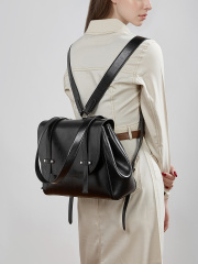 New leather women's bag versatile large capacity backpack women's single shoulder crossbody bag oil wax cowhide bag