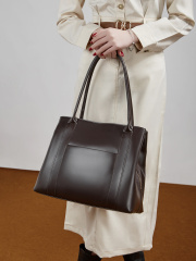 Wholesale Cowhide Large Capacity Retro Tote Bag Manufacturer | Custom Women's Commuter Shoulder Bag | Louis Bags
