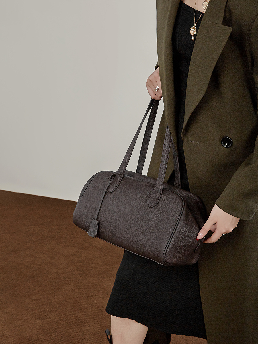 Wholesale Head Layer Cowhide Boston Bag Manufacturer | Custom Genuine Leather Tote Handbag | Louis Bags