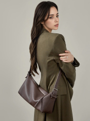 Women's Vegetable Tanned Cowhide Hobo Bag 2026, Full-Grain Leather Top Handle Shoulder Crossbody Purse with Buckle Detail Dumpling Handbag