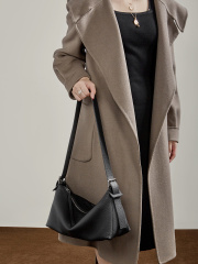 Women's Vegetable Tanned Cowhide Hobo Bag 2026, Full-Grain Leather Top Handle Shoulder Crossbody Purse with Buckle Detail Dumpling Handbag