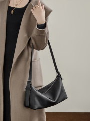 Women's Vegetable Tanned Cowhide Hobo Bag 2026, Full-Grain Leather Top Handle Shoulder Crossbody Purse with Buckle Detail Dumpling Handbag