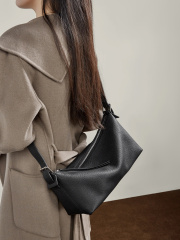 Women's Vegetable Tanned Cowhide Hobo Bag 2026, Full-Grain Leather Top Handle Shoulder Crossbody Purse with Buckle Detail Dumpling Handbag
