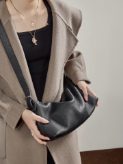 Women's Vegetable Tanned Cowhide Hobo Bag 2026, Full-Grain Leather Top Handle Shoulder Crossbody Purse with Buckle Detail Dumpling Handbag