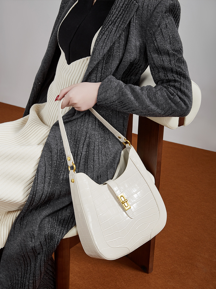 Wholesale Crocodile Print Leather Bag Manufacturer | Custom Color Block Single Shoulder Handbag | Louis Bags