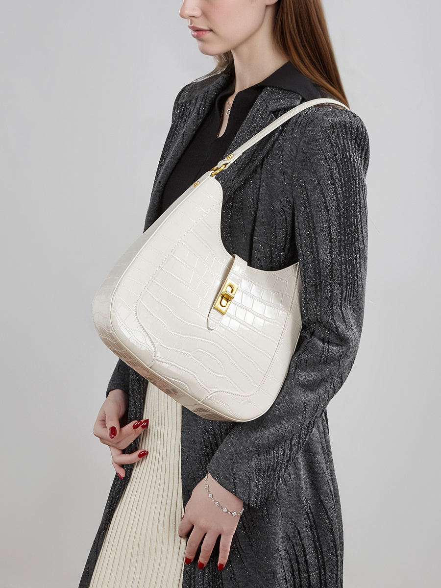 Wholesale Crocodile Print Leather Bag Manufacturer | Custom Color Block Single Shoulder Handbag | Louis Bags