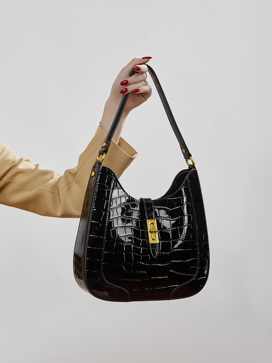 Wholesale Crocodile Print Leather Bag Manufacturer | Custom Color Block Single Shoulder Handbag | Louis Bags