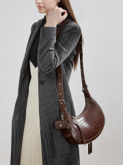 Wholesale Crocodile Pattern Crescent Bag Manufacturer | Custom Leather Single Shoulder Underarm Bag | Louis Bags