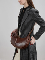 Wholesale Crocodile Pattern Crescent Bag Manufacturer | Custom Leather Single Shoulder Underarm Bag | Louis Bags