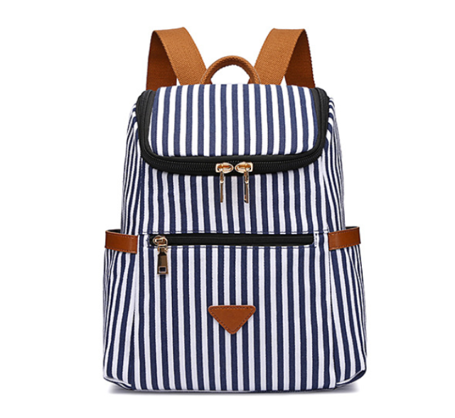 Wholesale Striped Canvas Backpack Manufacturer | Custom OEM Women's Student Daypack | Louis Bags