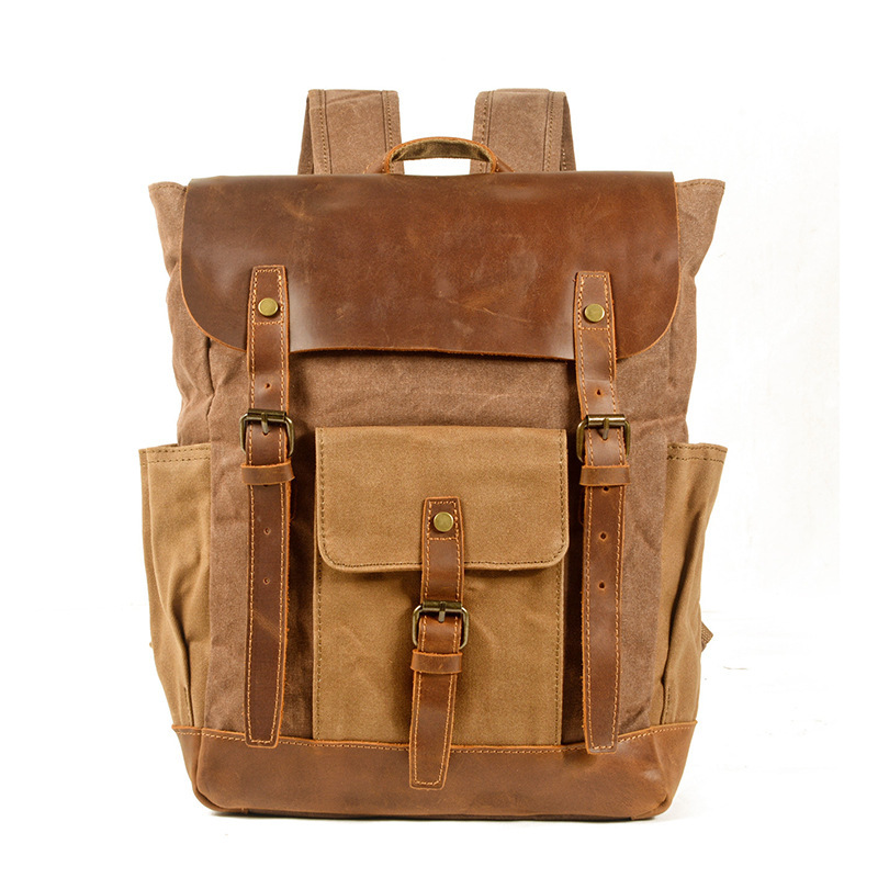 Wholesale Retro Oil Wax Canvas Backpack Manufacturer | Custom Large Capacity Men's Computer Bag | Louis Bags