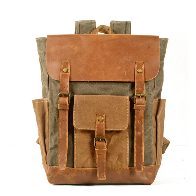 Wholesale Retro Oil Wax Canvas Backpack Manufacturer | Custom Large Capacity Men's Computer Bag | Louis Bags