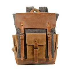 Wholesale Retro Oil Wax Canvas Backpack Manufacturer | Custom Large Capacity Men's Computer Bag | Louis Bags