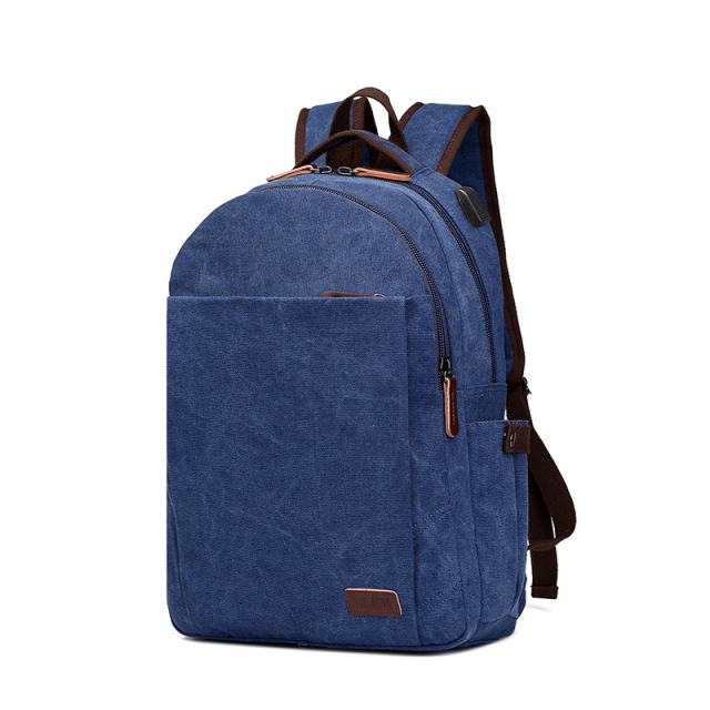 New canvas computer bag with USB charging backpack, fashionable Korean version, trendy high school student backpack