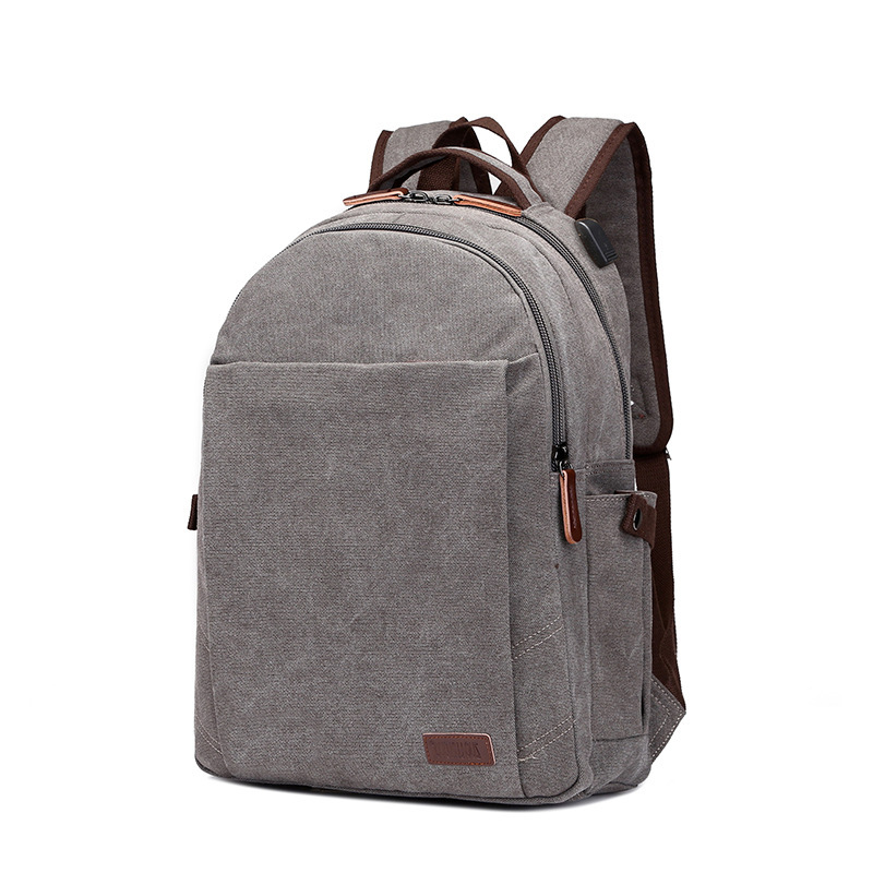 New canvas computer bag with USB charging backpack, fashionable Korean version, trendy high school student backpack