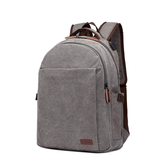 New canvas computer bag with USB charging backpack, fashionable Korean version, trendy high school student backpack