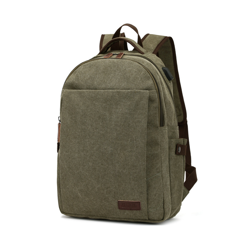 New canvas computer bag with USB charging backpack, fashionable Korean version, trendy high school student backpack