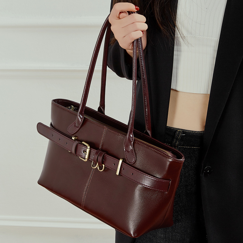 Women's Faux Leather Handbag 2026 Top Handle Shoulder Bag Niche Designer Buckle Purse Crossbody Tote Office Daily Casual  3259