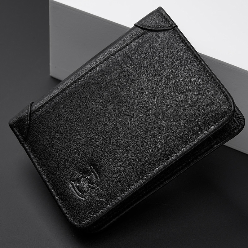 Wholesale Men's Genuine Leather Wallet Manufacturer | Custom Ultra-Thin Short Card Holder Top Layer Cowhide | Louis Bags