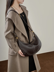 Wholesale Large Capacity Cowhide Underarm Bag Manufacturer | Custom Genuine Leather Dumpling Bag Handbag | Louis Bags
