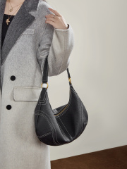 Wholesale Large Capacity Cowhide Underarm Bag Manufacturer | Custom Genuine Leather Dumpling Bag Handbag | Louis Bags