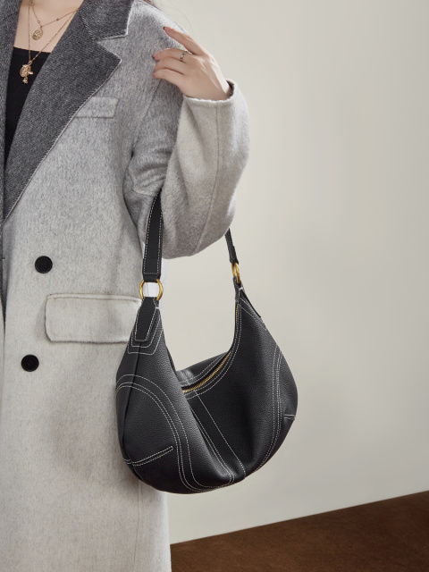 Wholesale Large Capacity Cowhide Underarm Bag Manufacturer | Custom Genuine Leather Dumpling Bag Handbag | Louis Bags