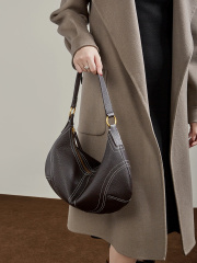 Wholesale Large Capacity Cowhide Underarm Bag Manufacturer | Custom Genuine Leather Dumpling Bag Handbag | Louis Bags