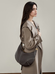 Wholesale Large Capacity Cowhide Underarm Bag Manufacturer | Custom Genuine Leather Dumpling Bag Handbag | Louis Bags