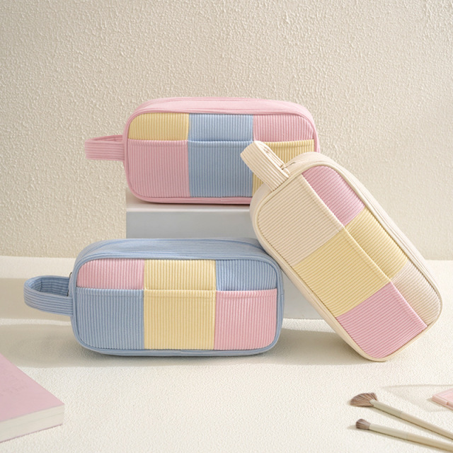 Wholesale Color Block Makeup Bag | Custom Large Capacity Cosmetic Storage Pouch | Louis Bags