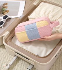 Wholesale Color Block Makeup Bag | Custom Large Capacity Cosmetic Storage Pouch | Louis Bags