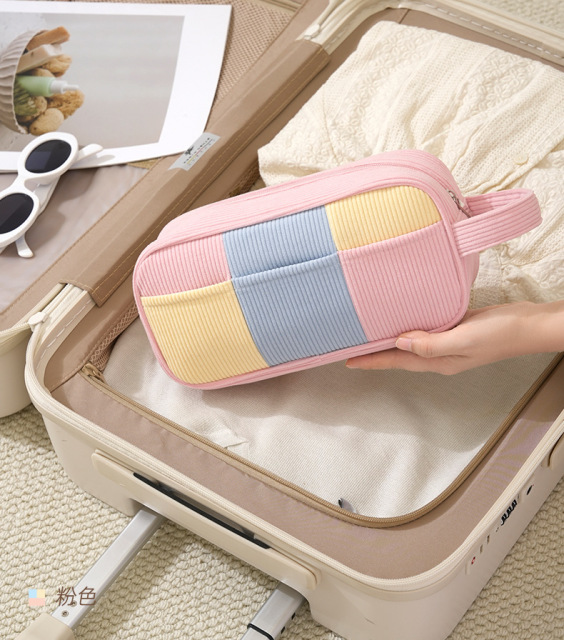Wholesale Color Block Makeup Bag | Custom Large Capacity Cosmetic Storage Pouch | Louis Bags