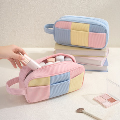 Wholesale Color Block Makeup Bag | Custom Large Capacity Cosmetic Storage Pouch | Louis Bags