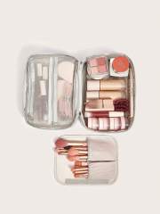 Wholesale Gray Square Cosmetic Bag | Custom Makeup Organizer Pouch | Louis Bags