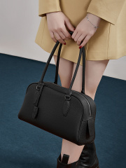 Wholesale Bowling Boston Bag | Top Layer Cowhide Long Handle Shoulder Bag | Louis Bags