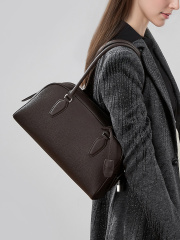 Wholesale Bowling Boston Bag | Top Layer Cowhide Long Handle Shoulder Bag | Louis Bags