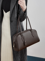 Wholesale Bowling Boston Bag | Top Layer Cowhide Long Handle Shoulder Bag | Louis Bags