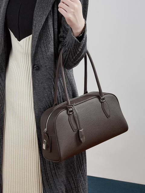 Wholesale Bowling Boston Bag | Top Layer Cowhide Long Handle Shoulder Bag | Louis Bags