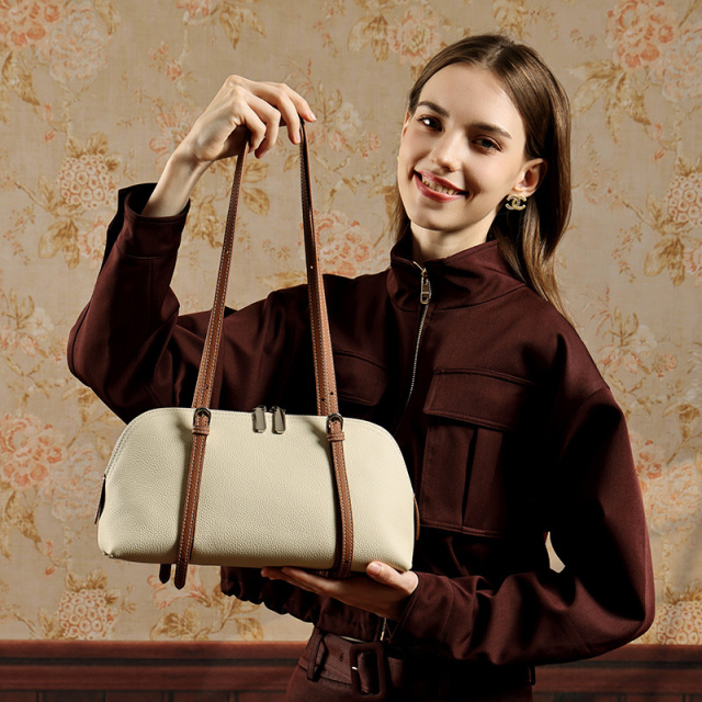 Wholesale Bowling Boston Bag | Genuine Leather Tote Shoulder Handbag for Commute | Louis Bags